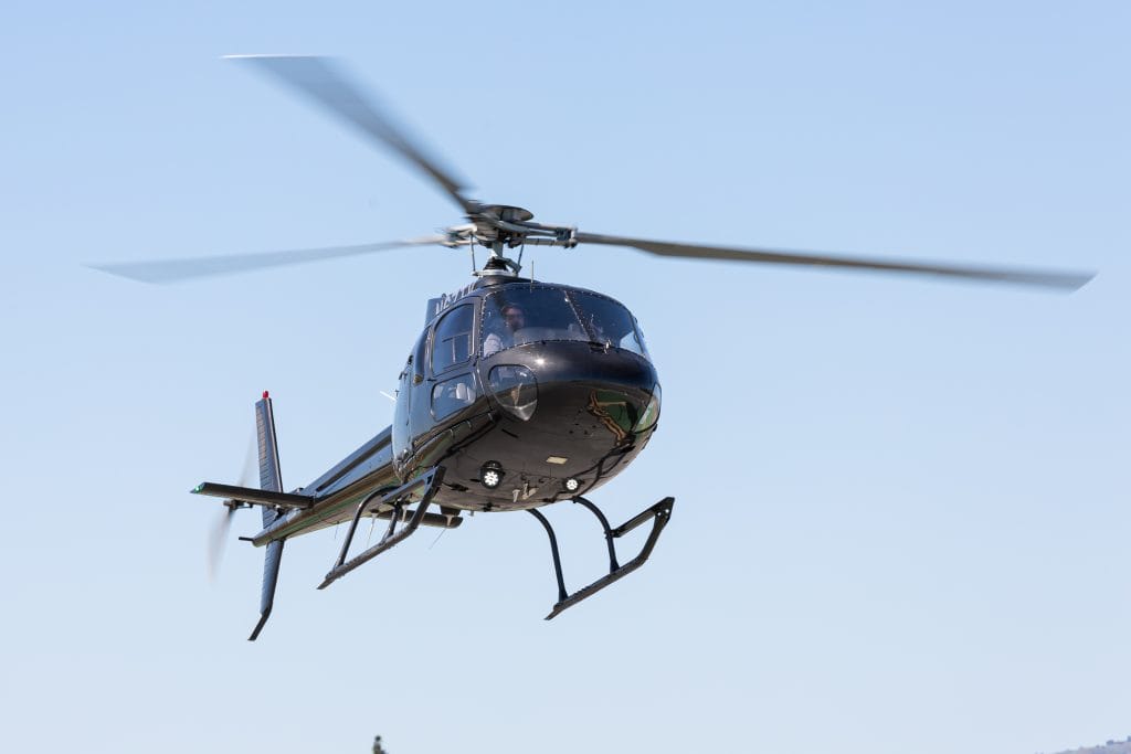 News helicopter in flight